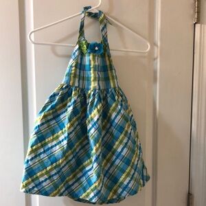 Plaid Blue and Green Kids Halter Dress
